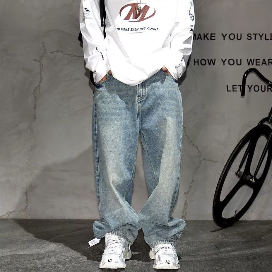 Jean × Vintage Distressed Baggy Casual Straight Vintage Retro Jeans y2k Size US 31 - 2 Thumbnail