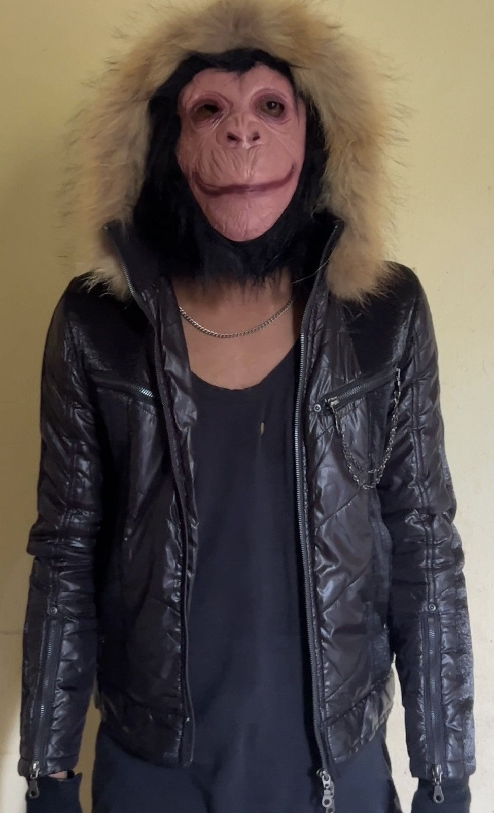 Japanese Brand Xfrm Fur Hood Chain Puffer Jacket Black Y2K Vkei Grunge Size US M / EU 48-50 / 2 - 3 Thumbnail