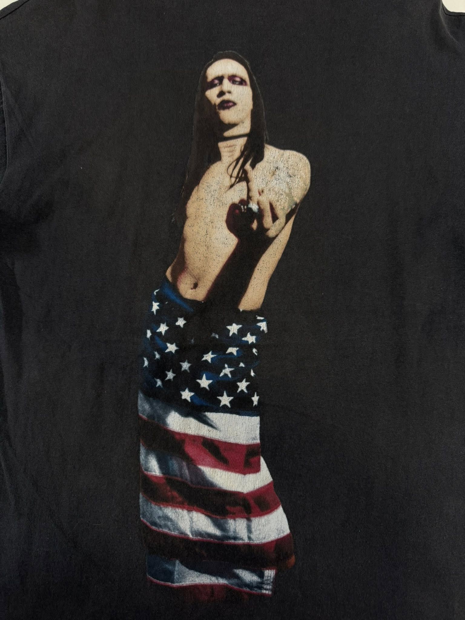 Marilyn Manson × Vintage Vintage 90s Marilyn Manson Hello My Name Is Band T-Shirt Size US M / EU 48-50 / 2 - 4 Thumbnail