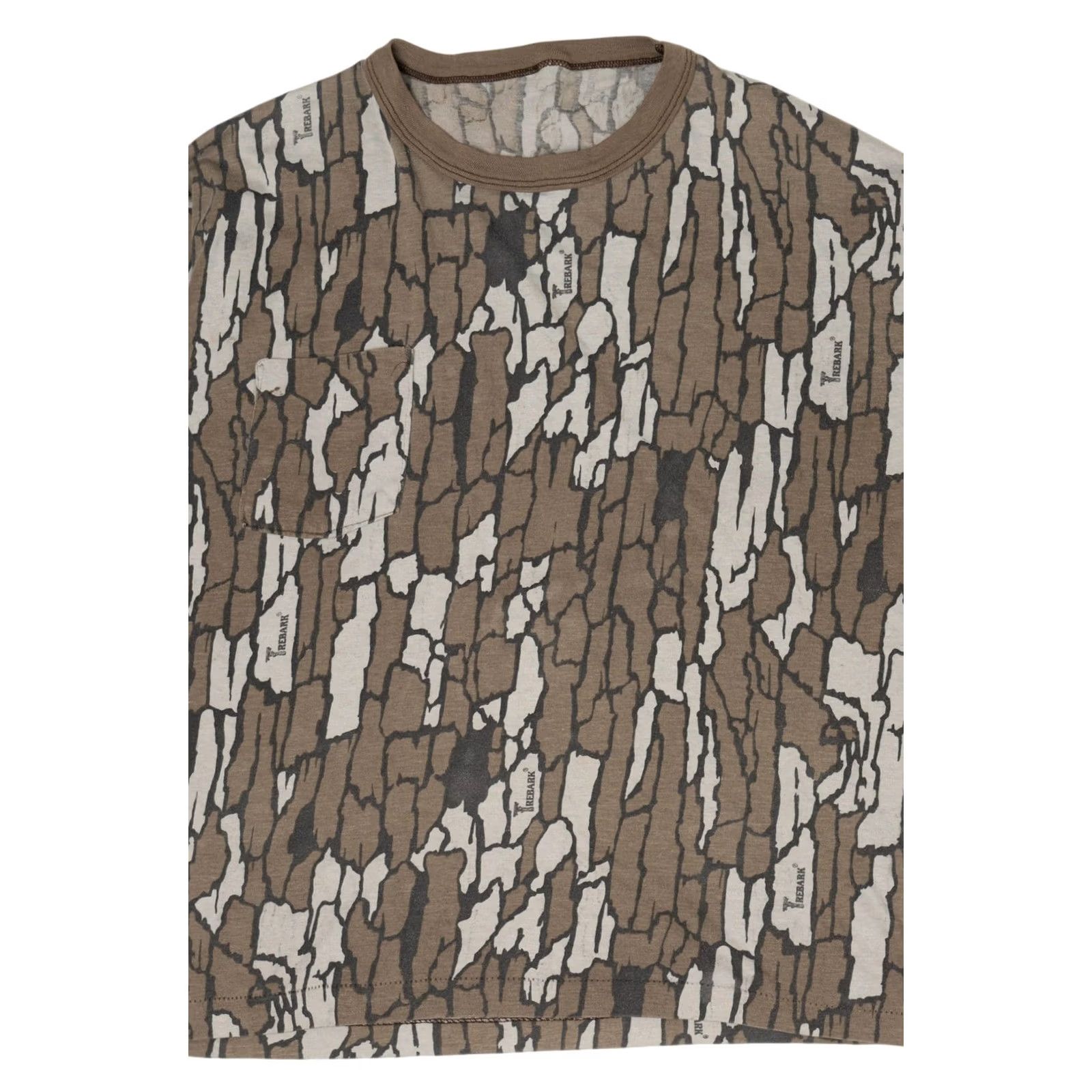 Bark VINTAGE Bark Camouflage T-Shirt Mens Medium Brown 1990s Short Sleeve Unisex Adults Size US M / EU 48-50 / 2 - 5 Thumbnail