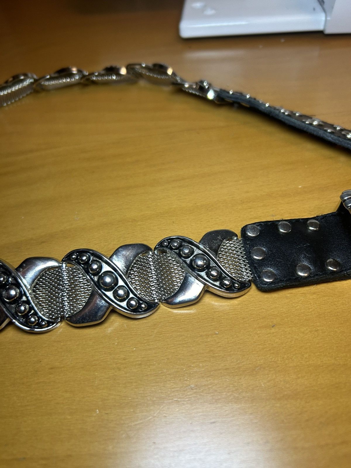 Vintage Vintage Nanni genuine leather “xxx” studded chainmail belt Size ONE SIZE - 19 Thumbnail