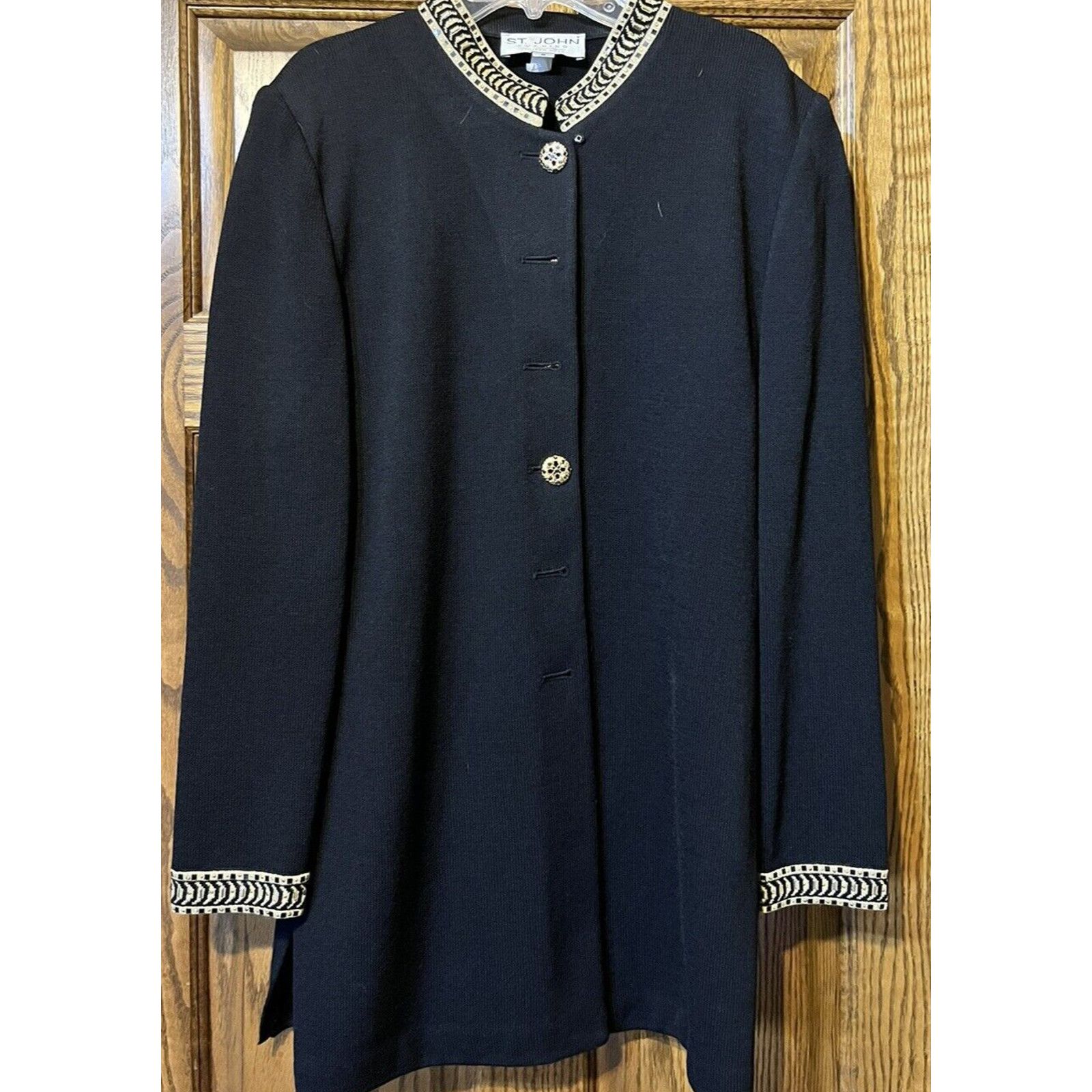 image of St John Couture St. John Evening Collection Marie Gray Long Sweater Size 8 in Black, Women's