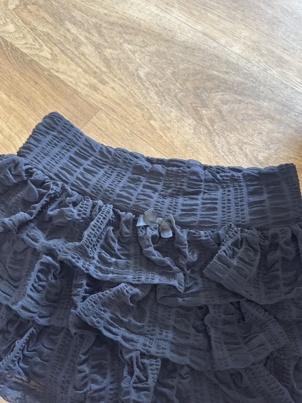Vintage LACE RUCHES BOW Y2K MINI SHORTS SKIRT Size 25" / US 0 / IT 36 - 3 Thumbnail