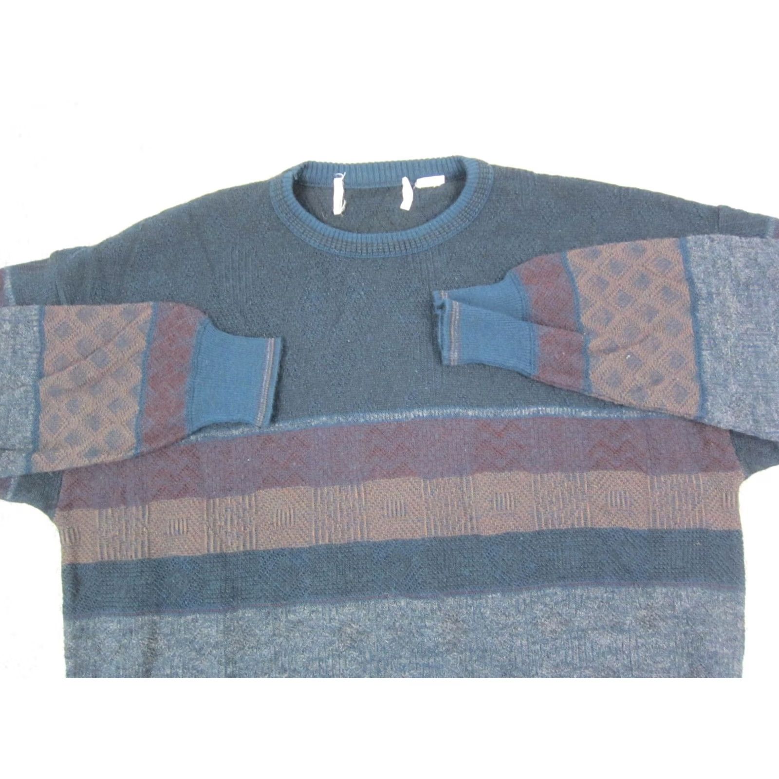 Vintage VINTAGE Florence Tricot Sweater Mens Large L Blue Striped Crewneck Knit Wool 90s Size US L / EU 52-54 / 3 - 2 Thumbnail