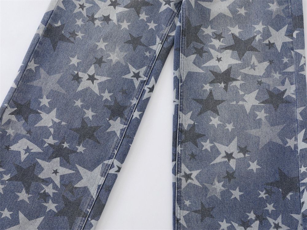 Jean Men's high street trend distressed star washed jeans Size US 32 / EU 48 - 4 Thumbnail