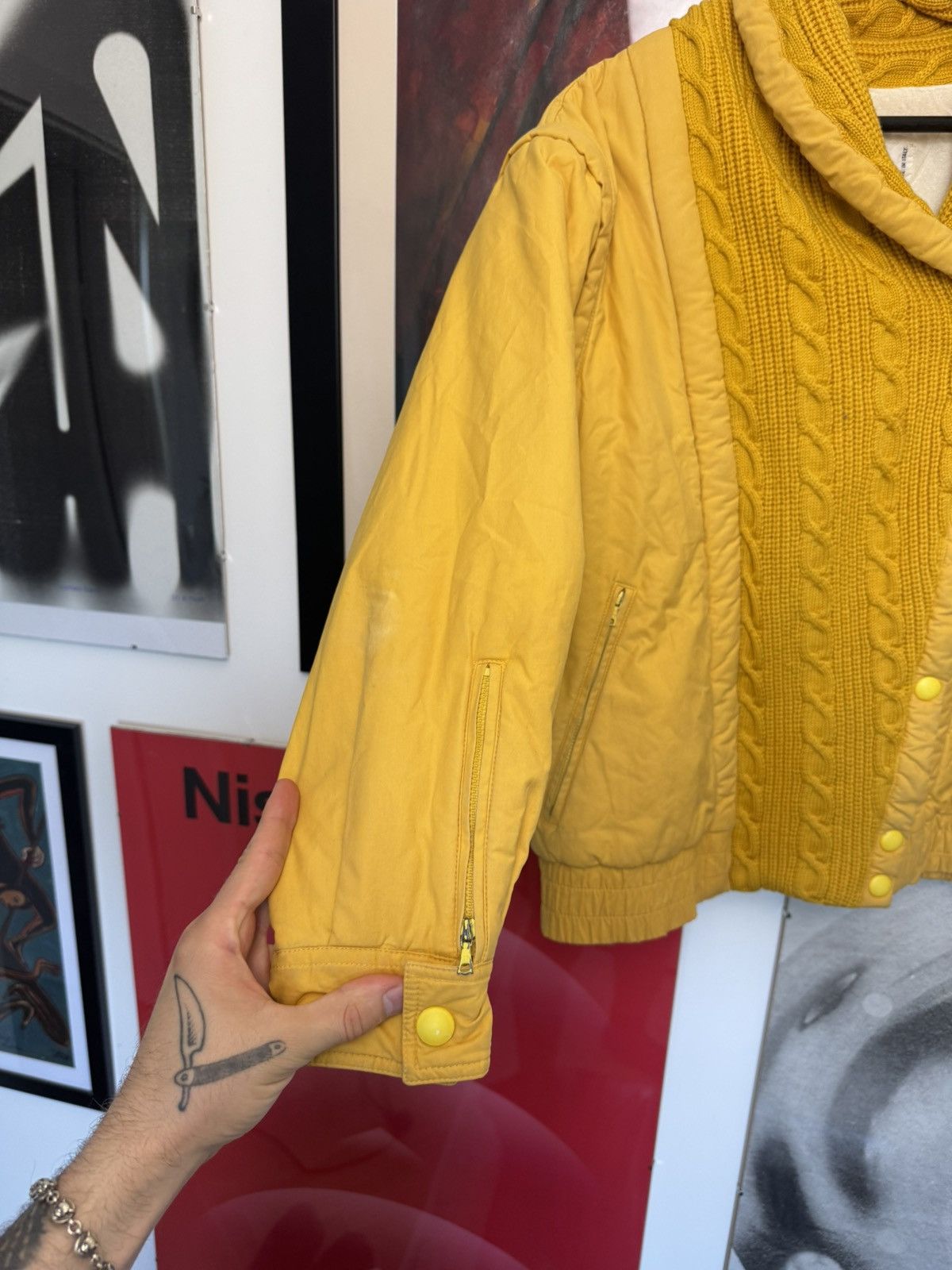 Valentino Vintage 90s Valentino Sport Knitted Jacket Yellow Designer Size S / US 4 / IT 40 - 3 Thumbnail
