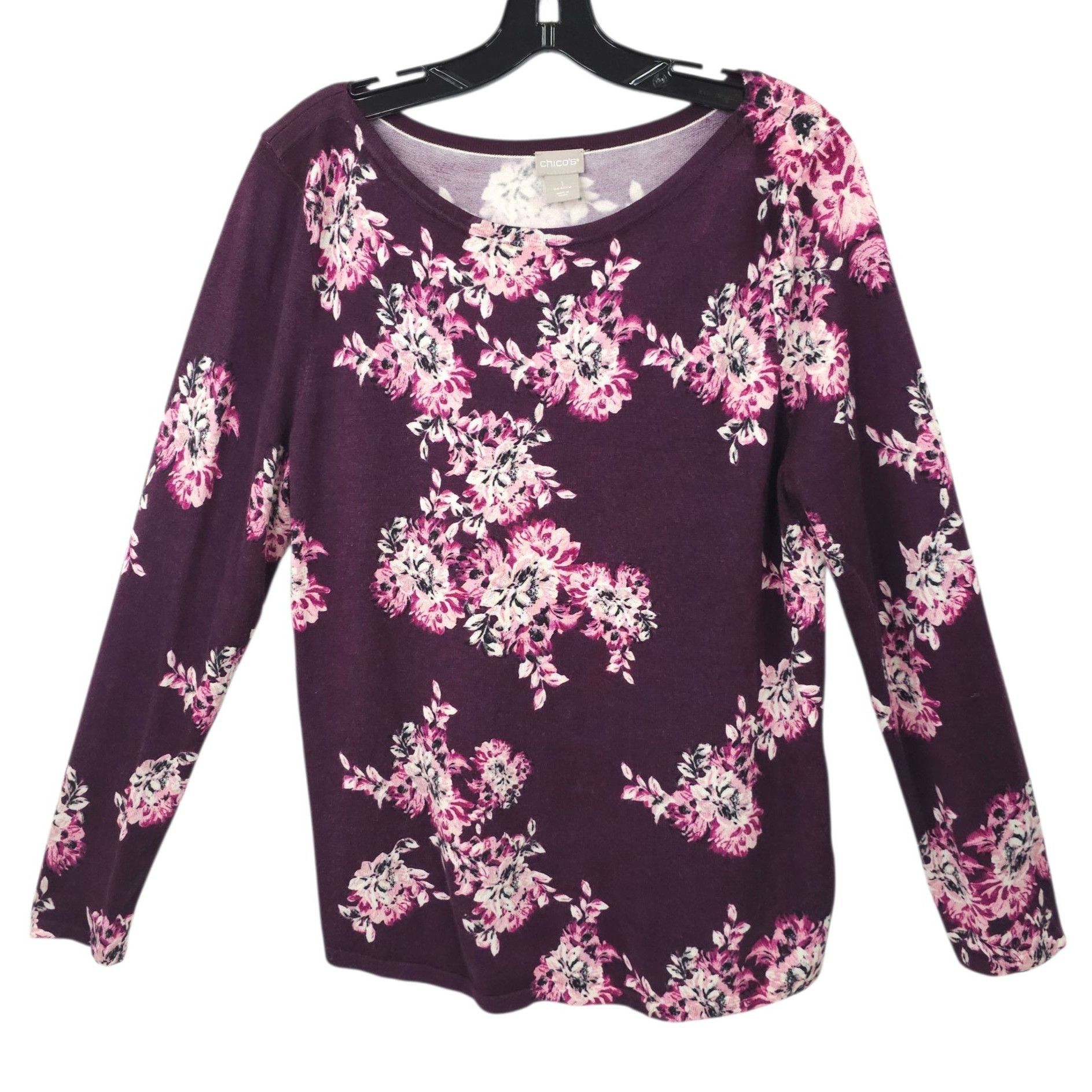 Chicos Chicos Simply Floral Knit Top Sweater Womens Size 1 US M Size M / US 6-8 / IT 42-44 - 2 Thumbnail