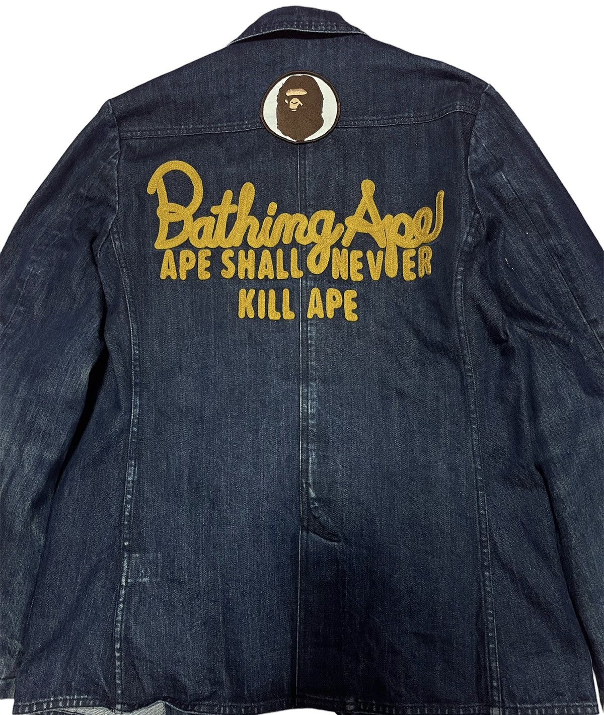 Bape 🔥RARE🔥A BATHING APE JACKET DENIM BIG LOGO JAPAN Size US M / EU 48-50 / 2 - 6 Thumbnail