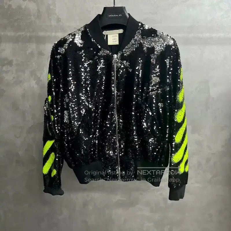 Off-White Off-White Black Sequin Bomber Jacket . Size US M / EU 48-50 / 2 - 1 Thumbnail