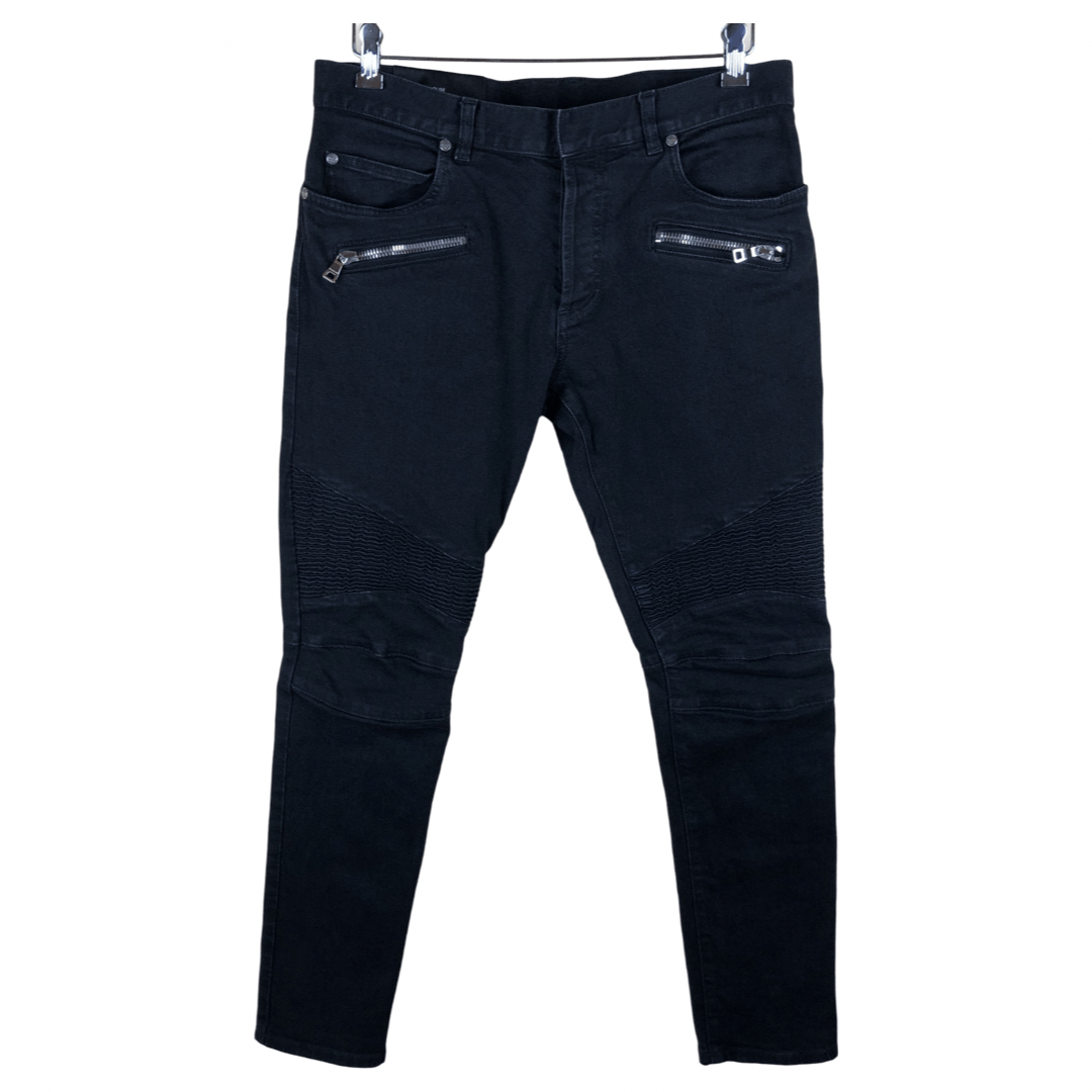 image of Balmain Biker Black Jeans 33, Men's