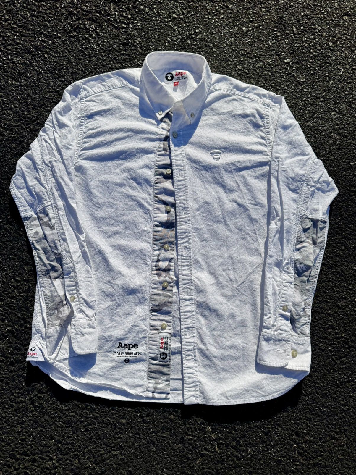 Aape × Bape Aape By A Bathing Ape Bape White Oxford Camo Button Up Shirt |  Grailed