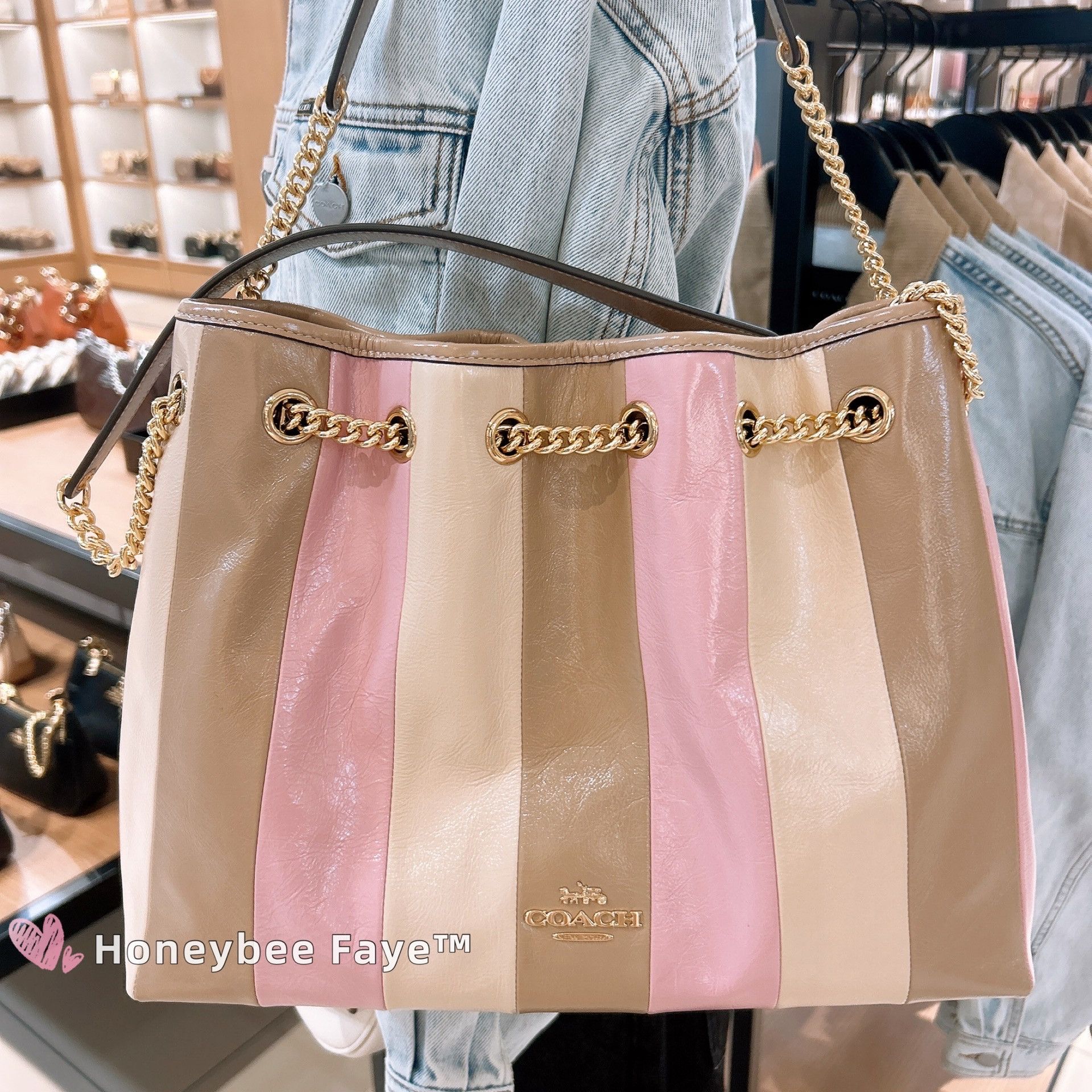 Coach Evelyn Shoulder Bag With Striped Patchwork CDW41 Size ONE SIZE - 5 Thumbnail