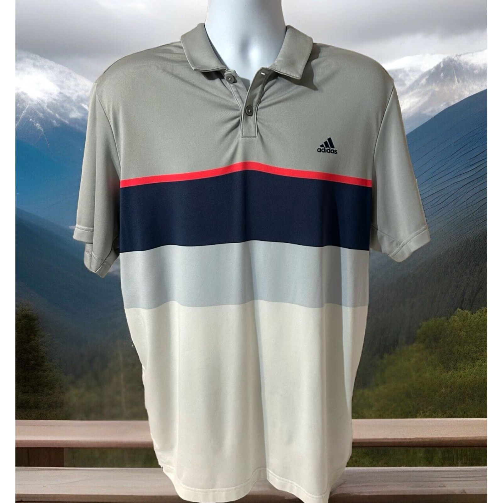 Adidas Adidas Polo Shirt Men Large Climacool Embroidered Sleeve Logo Golf Shirt Multicolor Colorblock Short Sleeve Knit Polyester Spandex Regular Fit Size US L / EU 52-54 / 3 - 3 Thumbnail