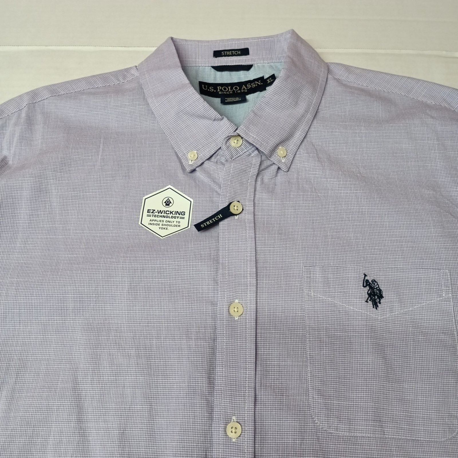 U.S. Polo Assn. U.S. Polo Assn. Button Woven Shirt Men's XL Violet Checkered Size US XL / EU 56 / 4 - 3 Thumbnail