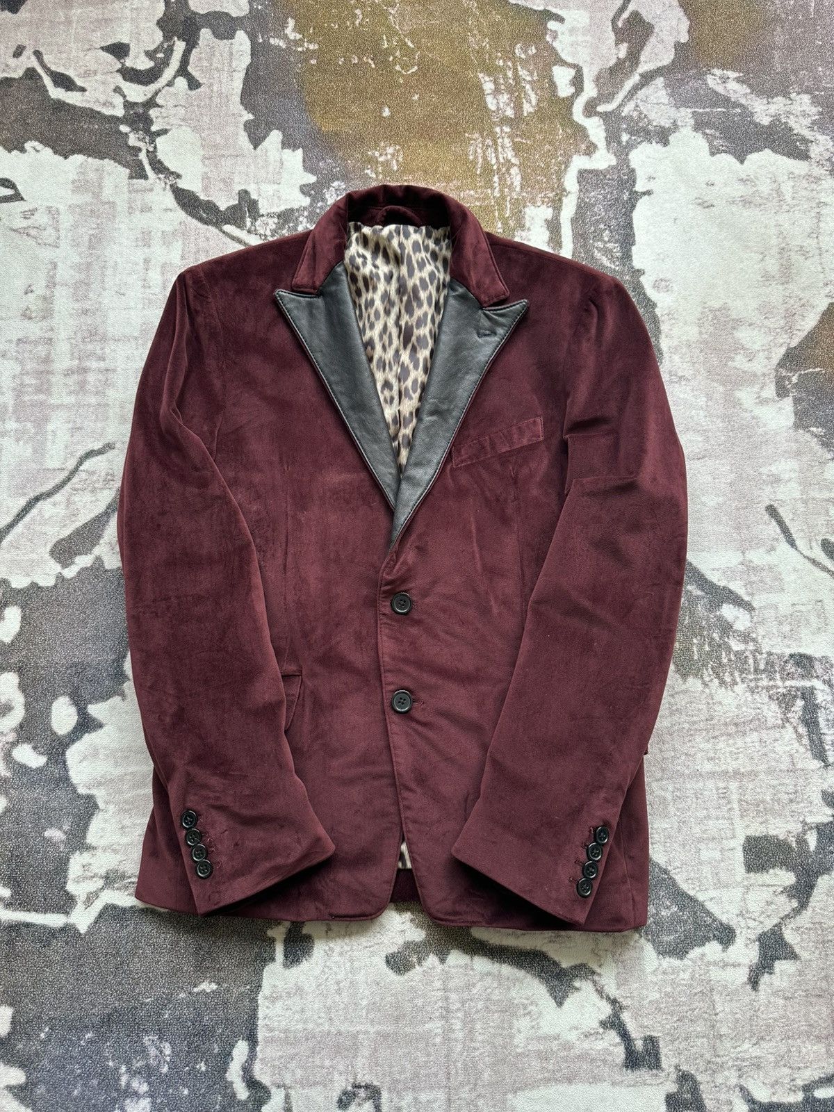 JACKROSE 00's Jackrose Luv Maison burgundy trim leather blazer Size US M / EU 48-50 / 2 - 6 Thumbnail
