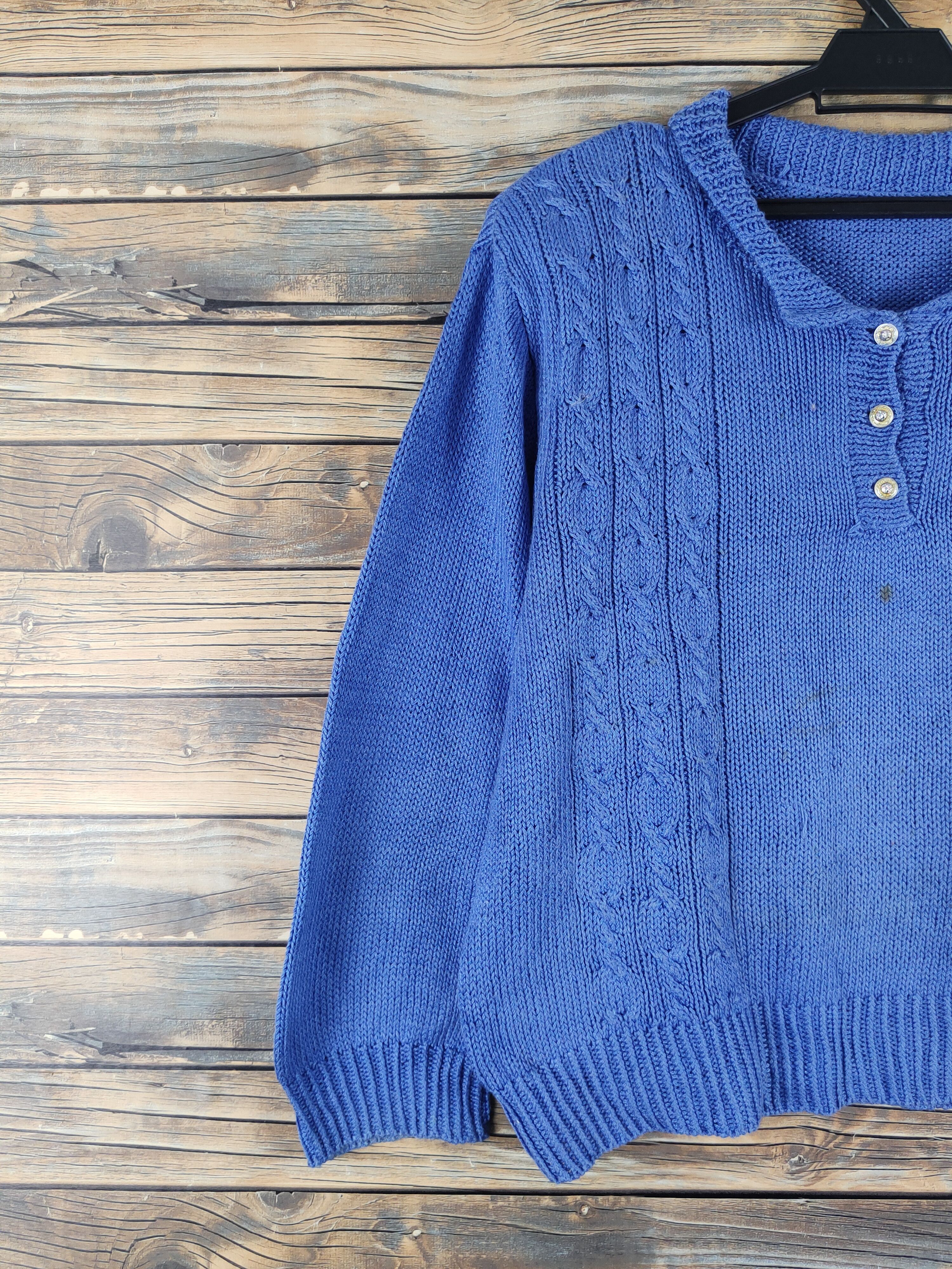 Japanese Brand × Vintage Japanese Brand Blue Knitwear Sweatshirts #W1472 Size L / US 10 / IT 46 - 4 Thumbnail