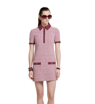 Gucci o1loc1c0226 826532 Diamond Cotton Boucle Dress in Pink Size XS / US 0-2 / IT 36-38 - 2 Thumbnail