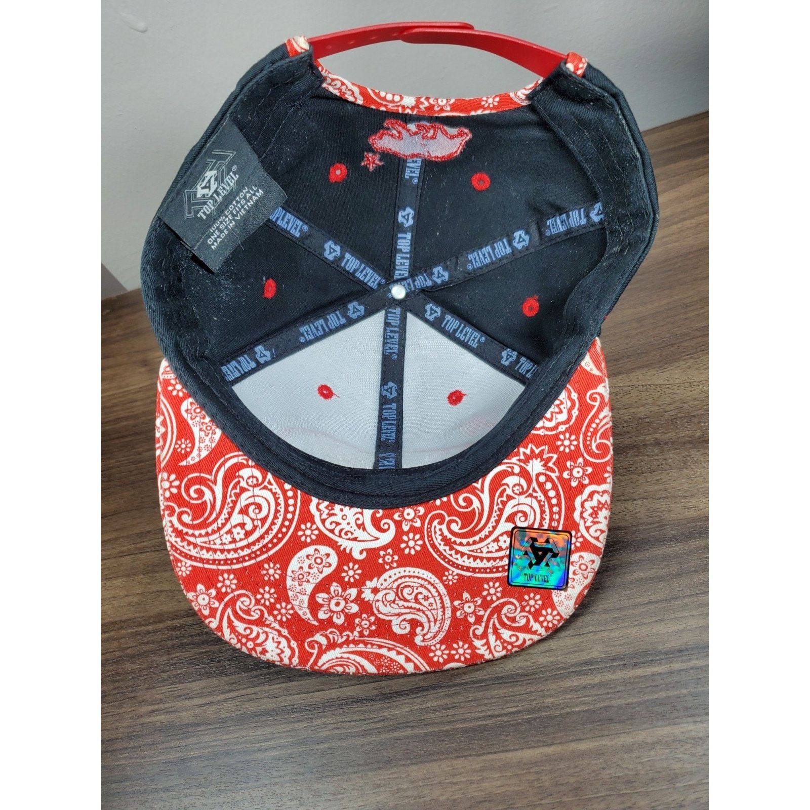 California Republic California Republic Black Red White Paisley Snapback Hat Cap Size ONE SIZE - 9 Thumbnail
