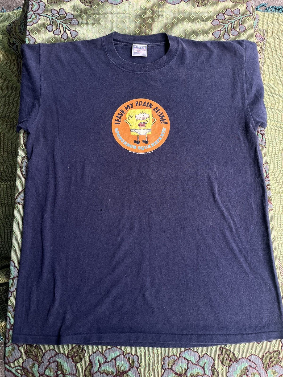 Vintage Vintage SPONGEBOB Leave My Brain Alone! 2001’s T-shirt Size US XL / EU 56 / 4 - 3 Thumbnail