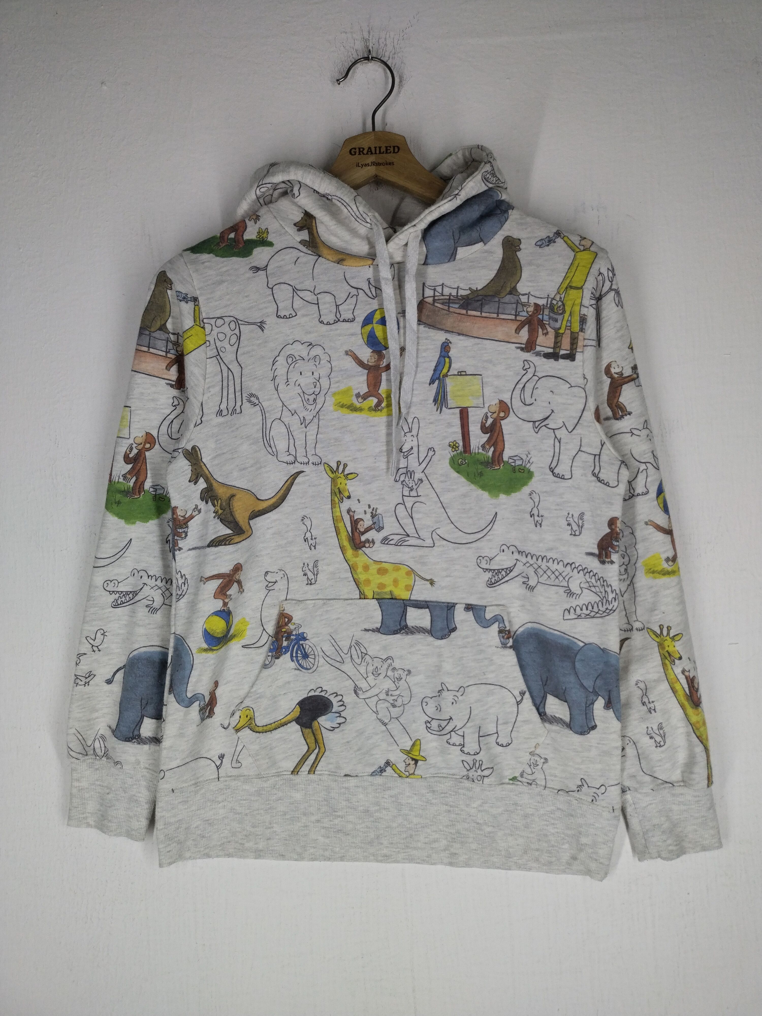 Vintage 🔥 Vtg Zoo Animals Print Graniph Hoodie Size US S / EU 44-46 / 1 - 2 Thumbnail