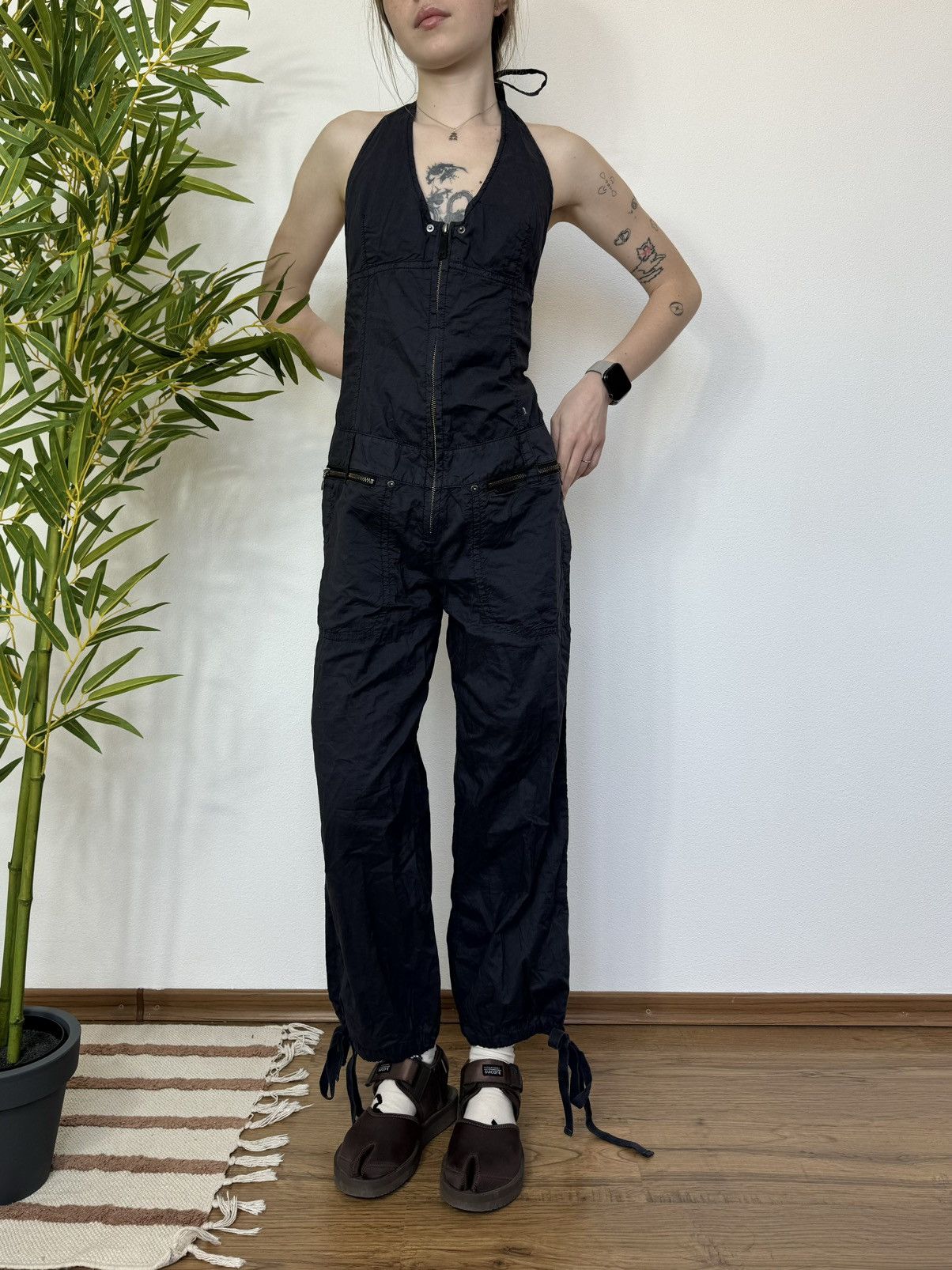 VINTAGE 55DSL X 2000s OVERALLS TIE PANTS OPEN BACK