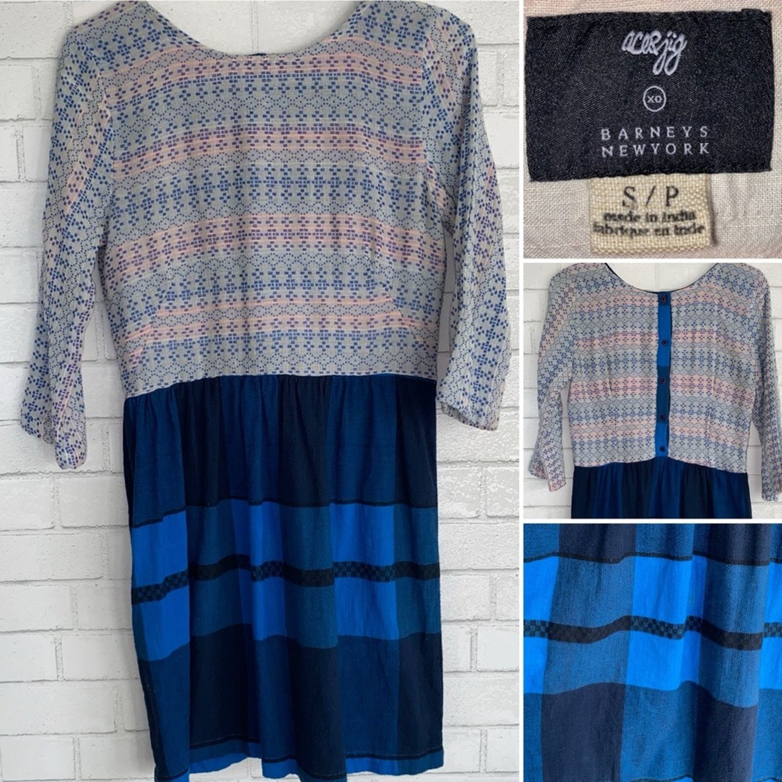 Other Ace & Jig x Barneys Mixed Media Blue Dress Women’s Small EUC Size S / US 4 / IT 40 - 1 Thumbnail