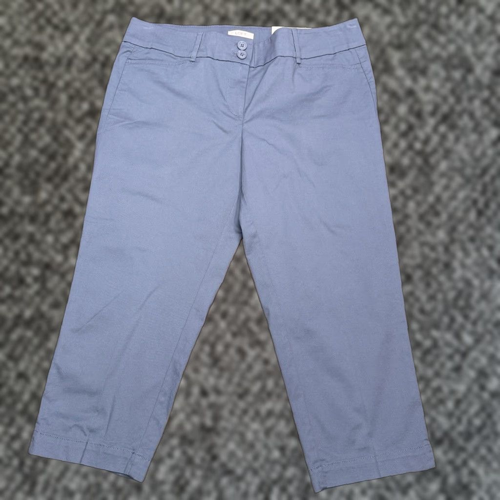 Loft Loft Womens Cropped Pants 12P Gray Mid Rise Stretch Twill Casual Straight Vintage No Size 34" / US 12 / IT 48 - 1 Thumbnail