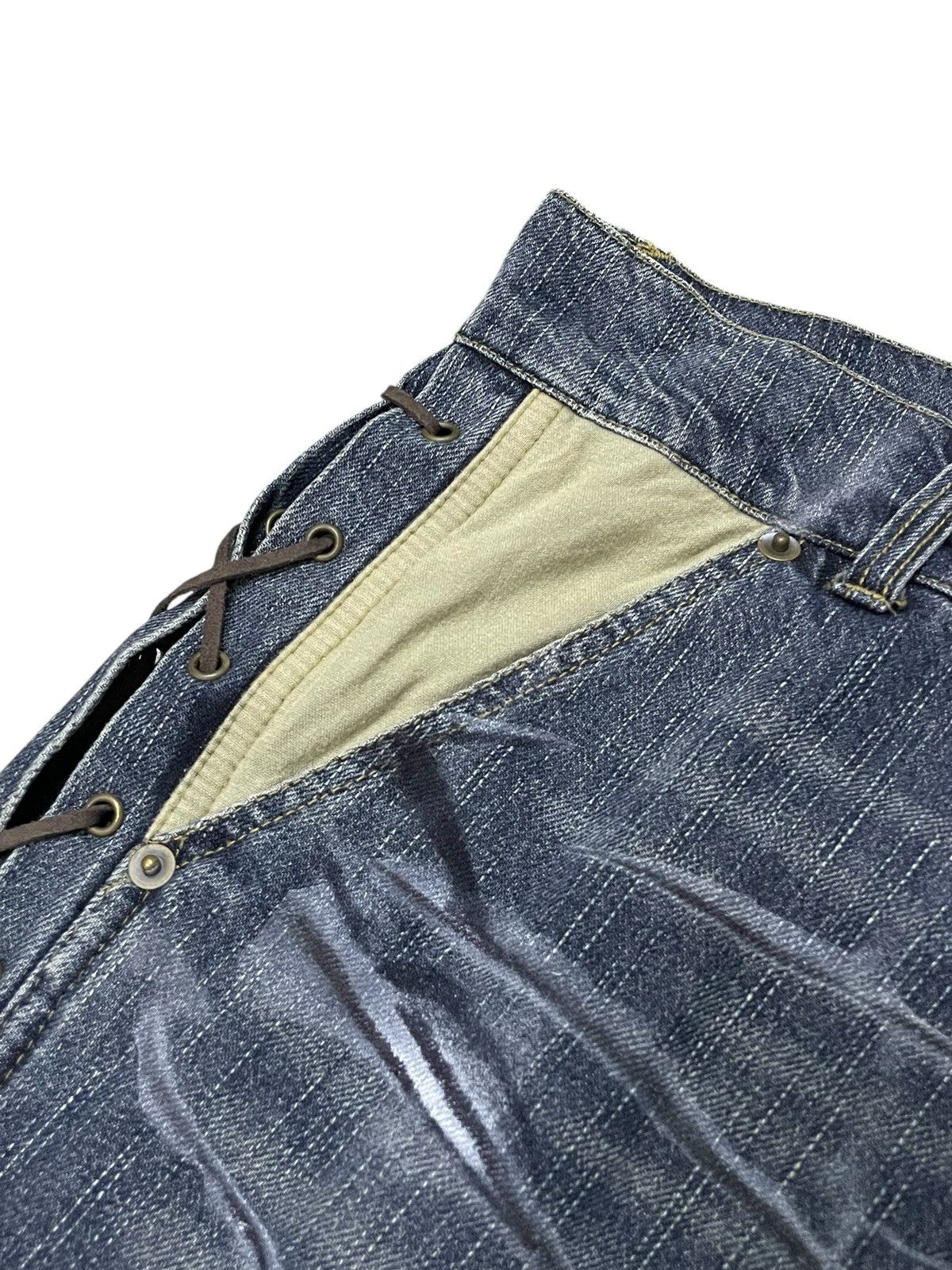 Japanese Brand × Tornado Mart How Hard Jan 40 Paneled Spiral Laces Up Flare Jeans Size US 32 / EU 48 - 10 Thumbnail