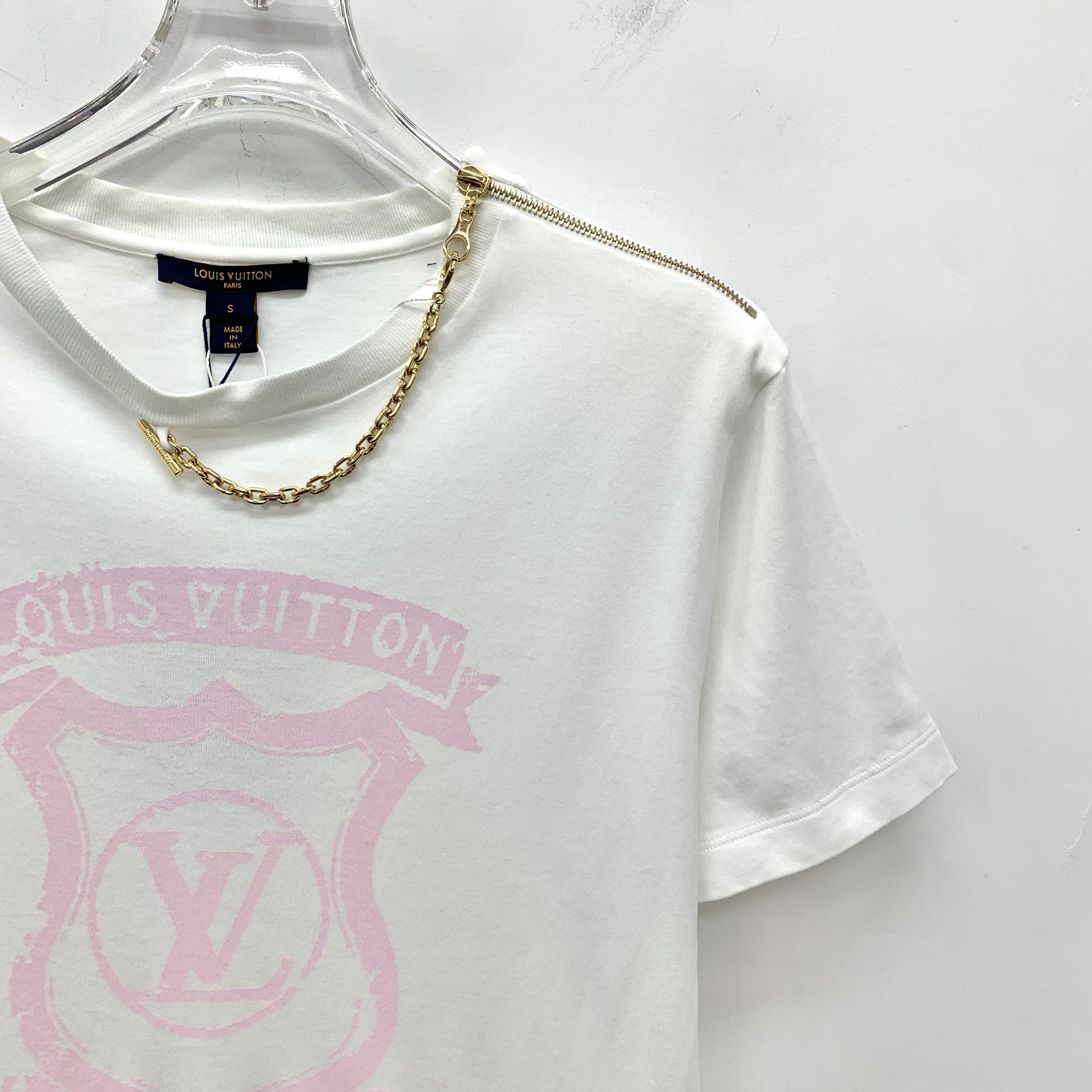 Louis Vuitton Louis Vuitton Chain Logo T-Shirt White (S) Size S / US 4 / IT 40 - 3 Thumbnail