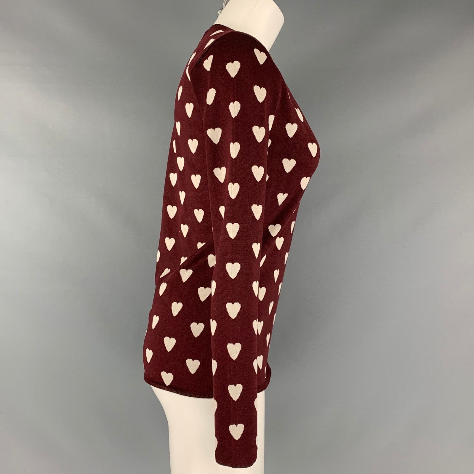 Burberry Prorsum BURBERRY Size S Brown Silk Blend Print V-Neck Sweater Size S / US 4 / IT 40 - 2 Thumbnail