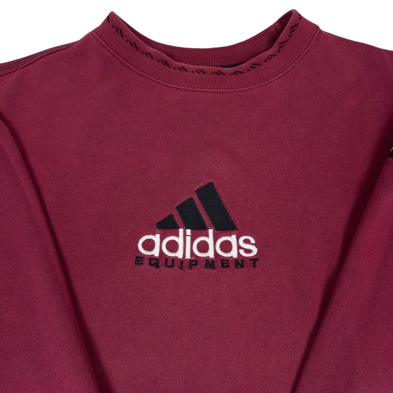 Adidas × Vintage Adidas Mens Burgundy Cotton Fleece Lined Pullover Sweatshirt Size US L / EU 52-54 / 3 - 3 Thumbnail