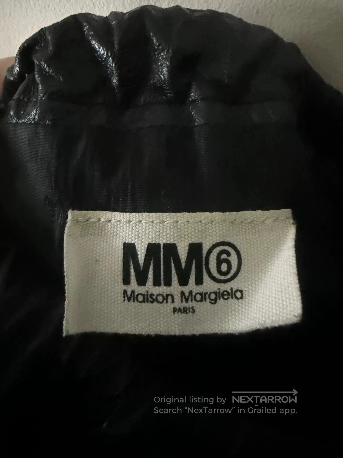 MM6 oversized black leather drawstring bag. Size ONE SIZE - 4 Thumbnail