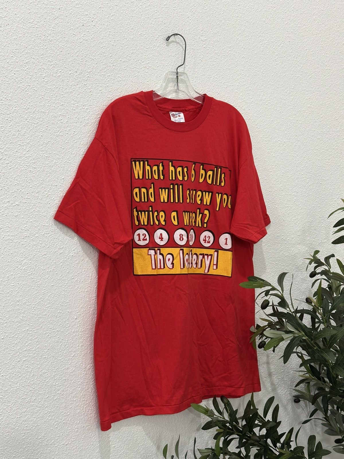 Lotto Sport Vintage 90s Lottery Six Balls Screw You Humor Tee XL DSWOT Size US XL / EU 56 / 4 - 5 Thumbnail