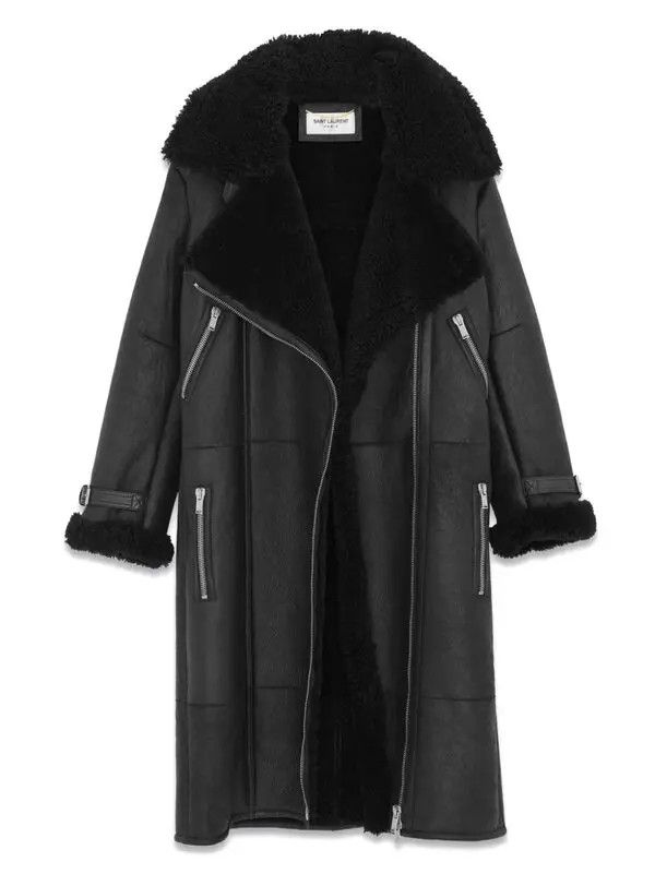 Saint Laurent Paris o1bcso1str1225 Long Avaiator Jacket in Black Size XS / US 0-2 / IT 36-38 - 4 Thumbnail