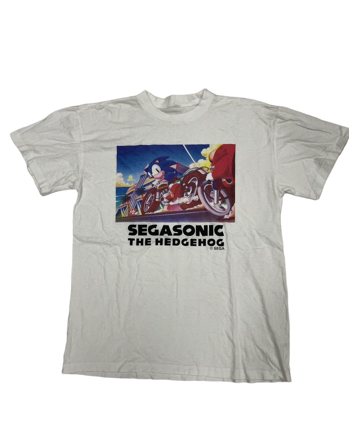 Anime Vintage Sega Genesis Sonic The Hedgehog 1991 promo t-Shirt Size US M / EU 48-50 / 2 - 3 Thumbnail