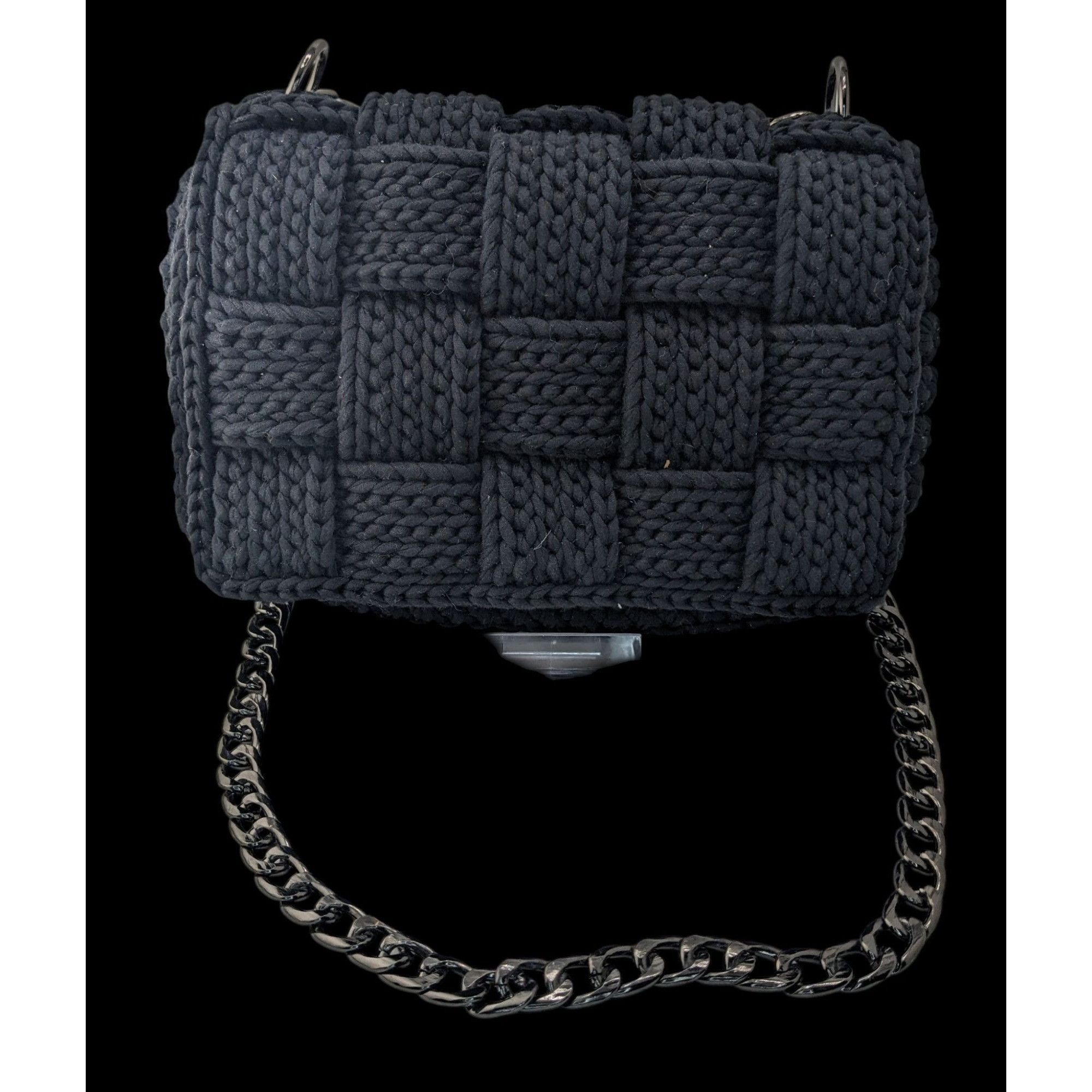 Other Handmade Black Knit Woven Shoulder Bag With Chain Strap & Ma Size ONE SIZE - 1 Thumbnail