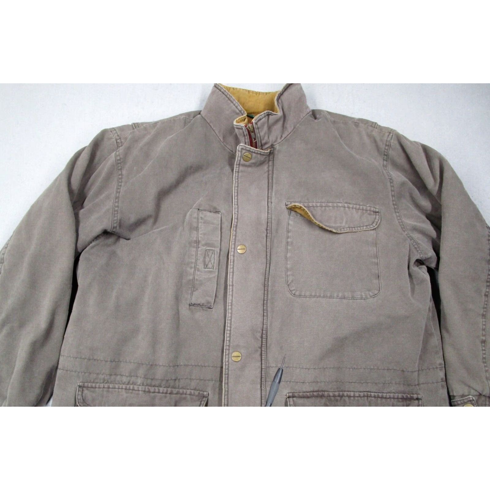 Vintage VINTAGE Field & Stream Jacket Mens Brown Canvas Full Zip Flannel Lined Pockets Work Size US XL / EU 56 / 4 - 6 Thumbnail