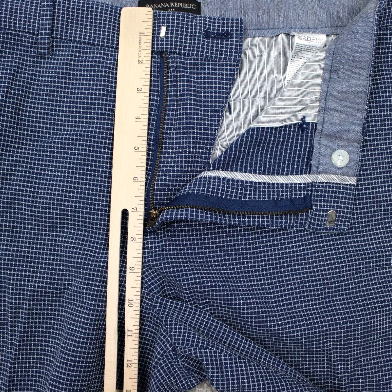 Banana Republic Banana Republic Aiden Club Chino Shorts Men 35 Blue 9" Cotton Stretch Flat Front Size US 35 - 7 Thumbnail