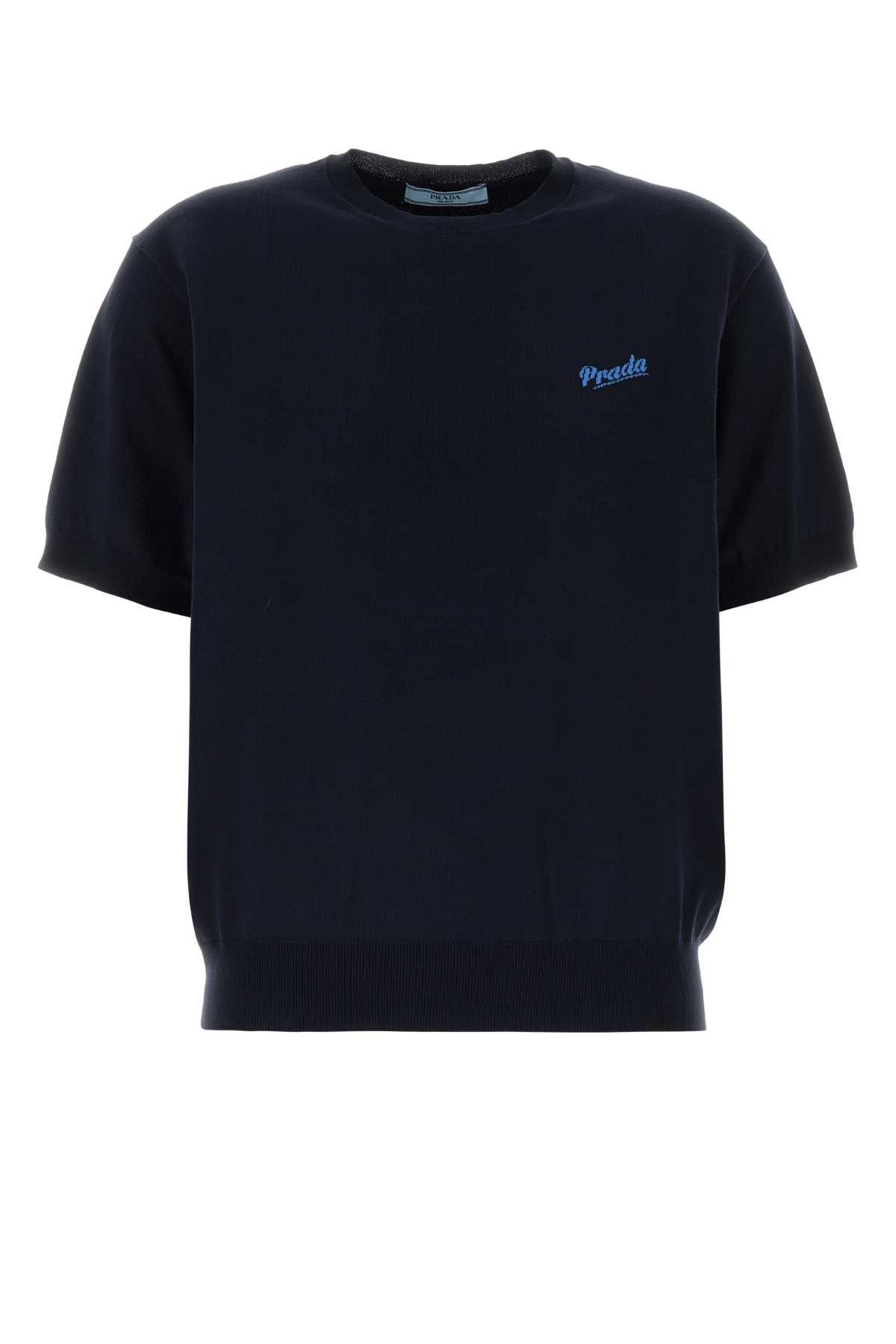 Prada Midnight Blue Knit T-Shirt Size XS / US 0-2 / IT 36-38 - 1 Thumbnail