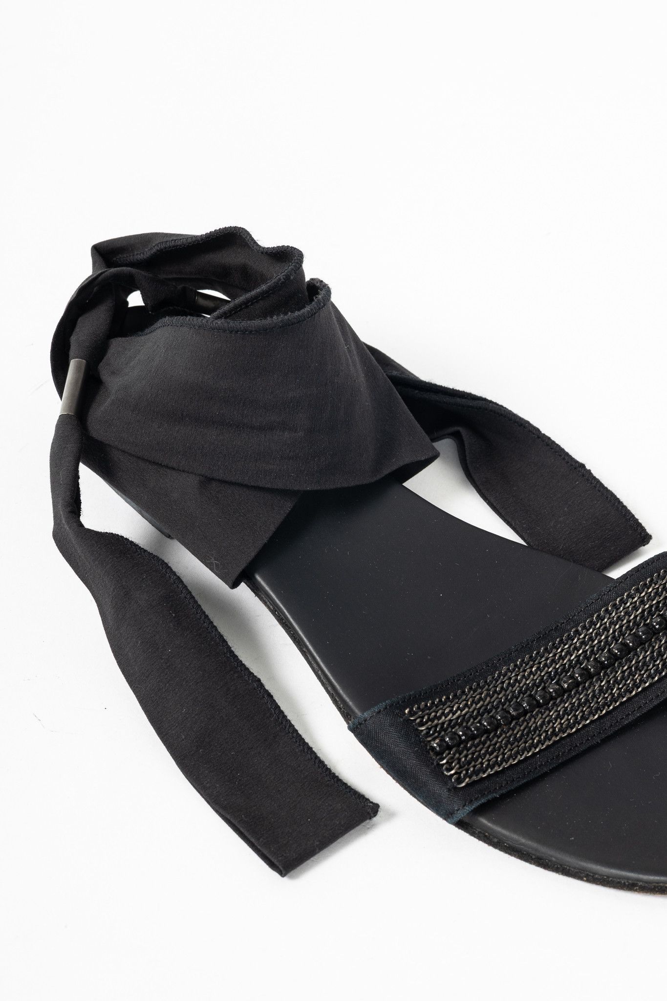 Annette Gortz Annette Gortz Black Chain & Bead-Embellished Tie Sandals Size US 9.5 / IT 39.5 - 9 Thumbnail