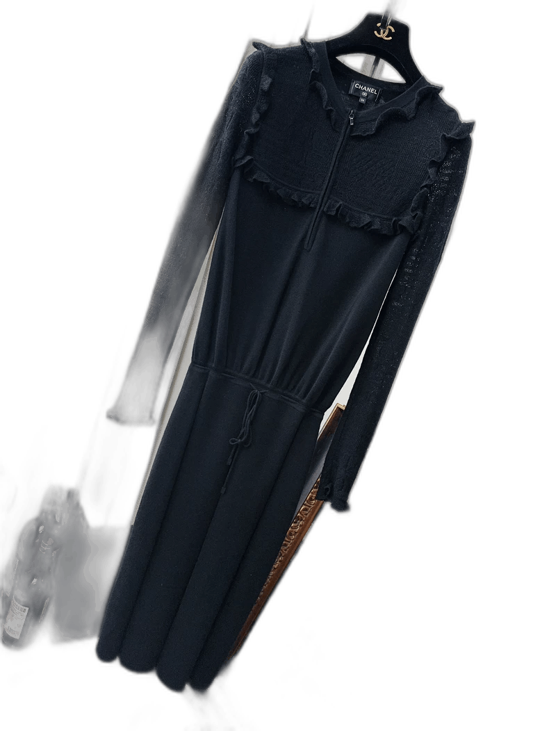 Chanel Chanel Black Ruffled Long Sleeve Dress Size M / US 6-8 / IT 42-44 - 1 Thumbnail