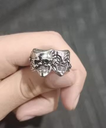 Jewelry × Vintage Gothic Two Face Joker Adjustable Ring Size ONE SIZE - 5 Thumbnail