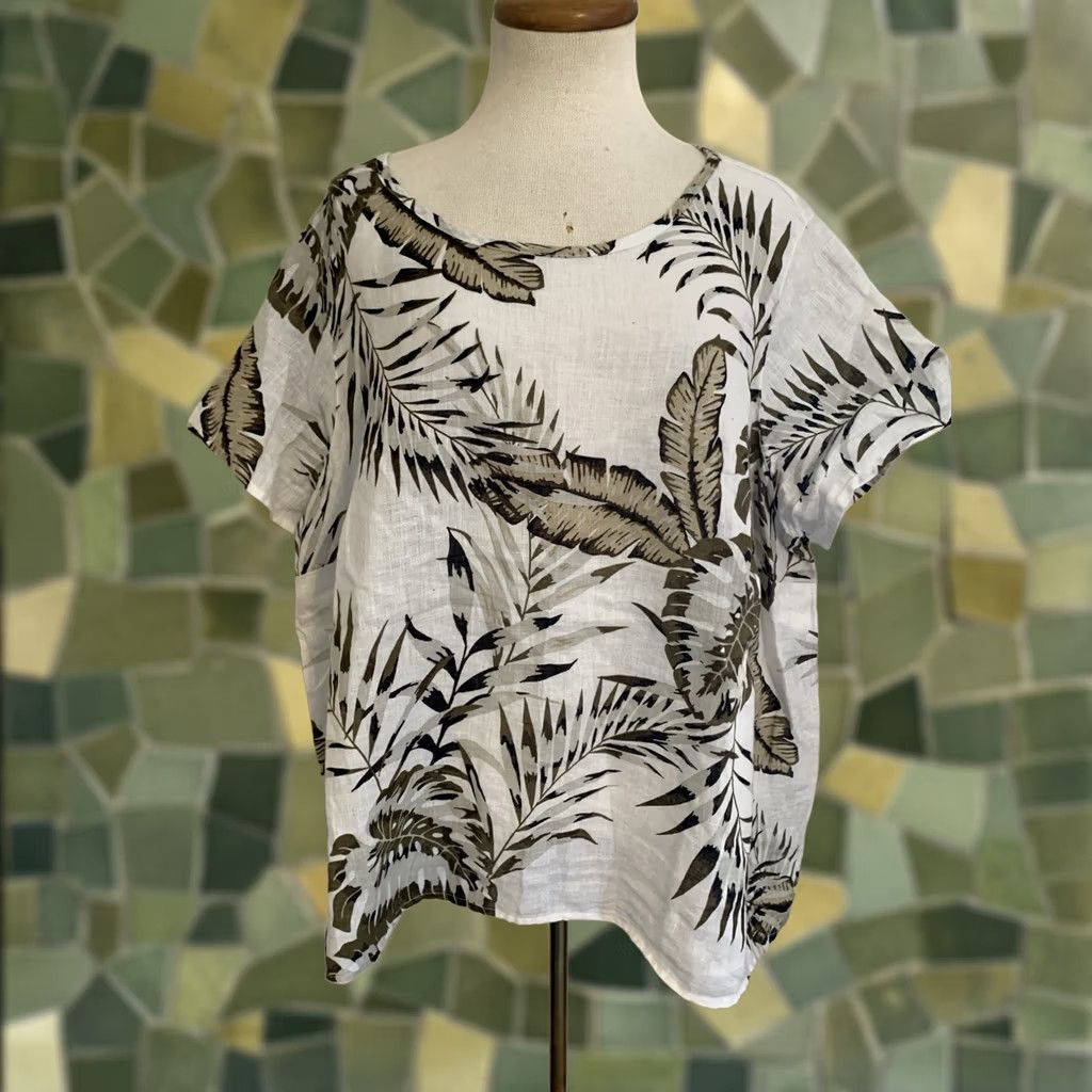 Vintage VINTAGE C&C California Shirt Womens 1X 100% Linen Tropical Ferns Hi-Lo Short Sleeve Size XL / US 12-14 / IT 48-50 - 1 Thumbnail