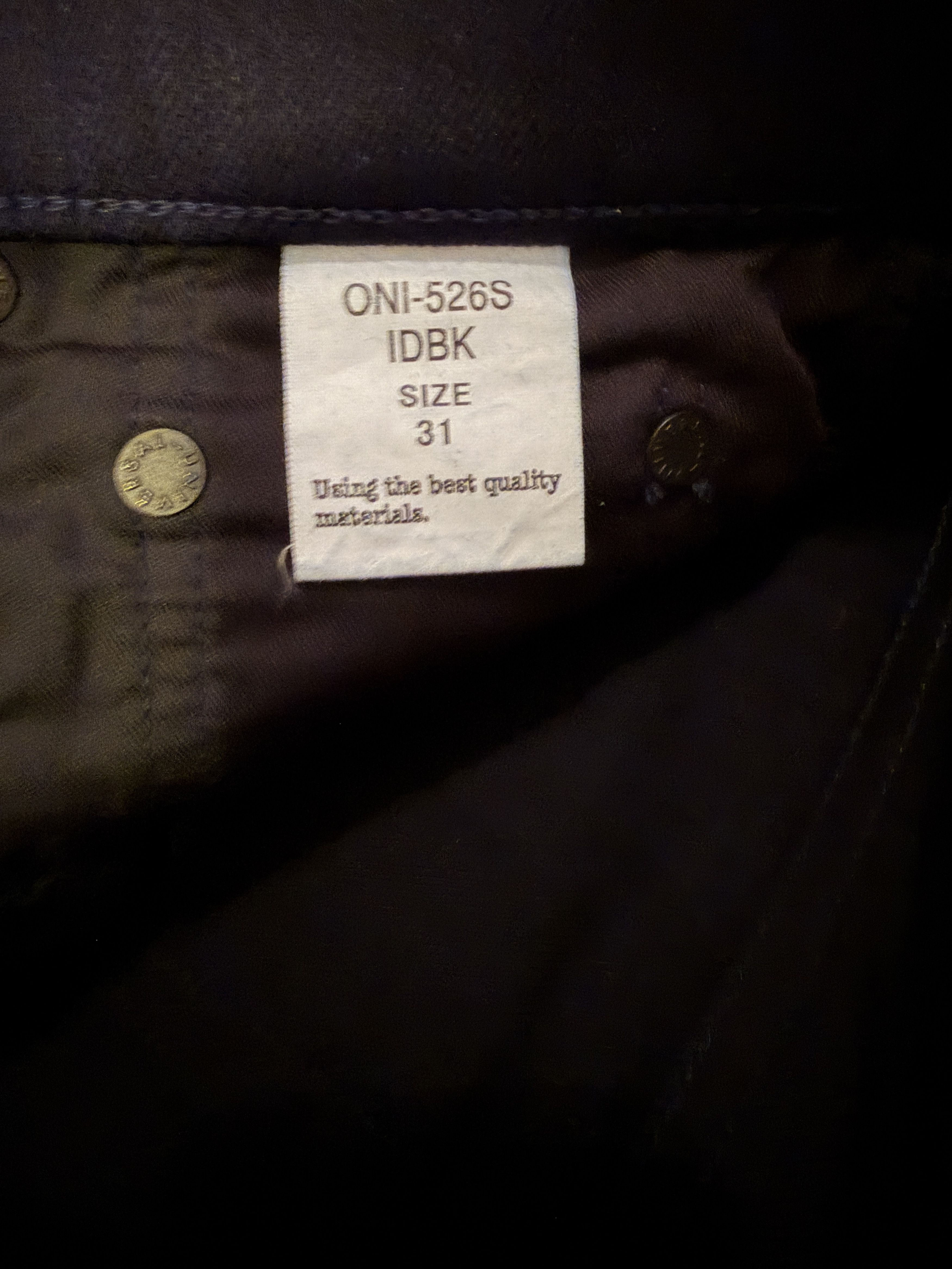 Oni ONI 526S-IDBK Indigo Black 11oz Stretch Denim Size US 31 - 4 Thumbnail