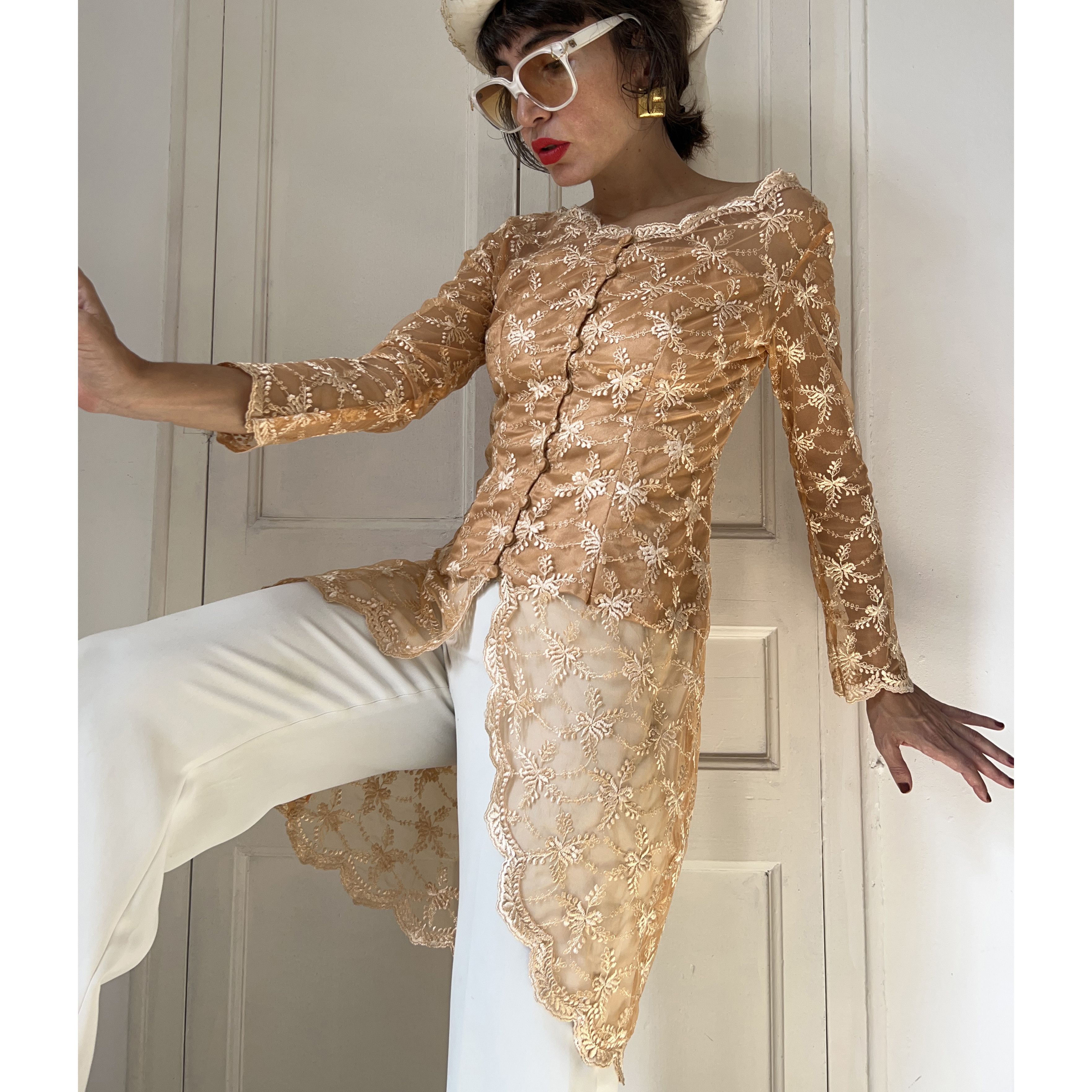 Vintage Vintage Orange Lace Kebaya Dress Size M / US 6-8 / IT 42-44 - 4 Thumbnail