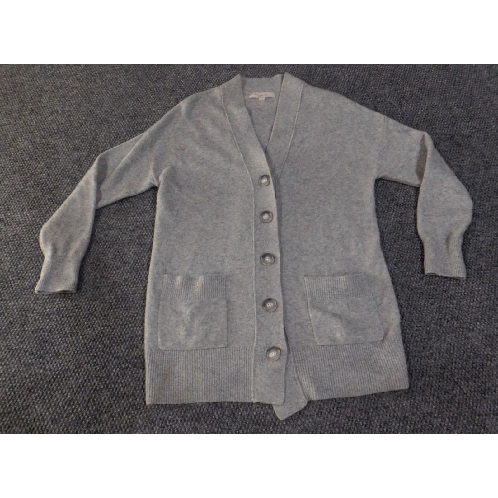Loft LOFT Ann Taylor Cardigan Sweater Womens XS Gray V-Neck Button Front Pockets Ribbed Knit Shirt Size XS / US 0-2 / IT 36-38 - 4 Thumbnail