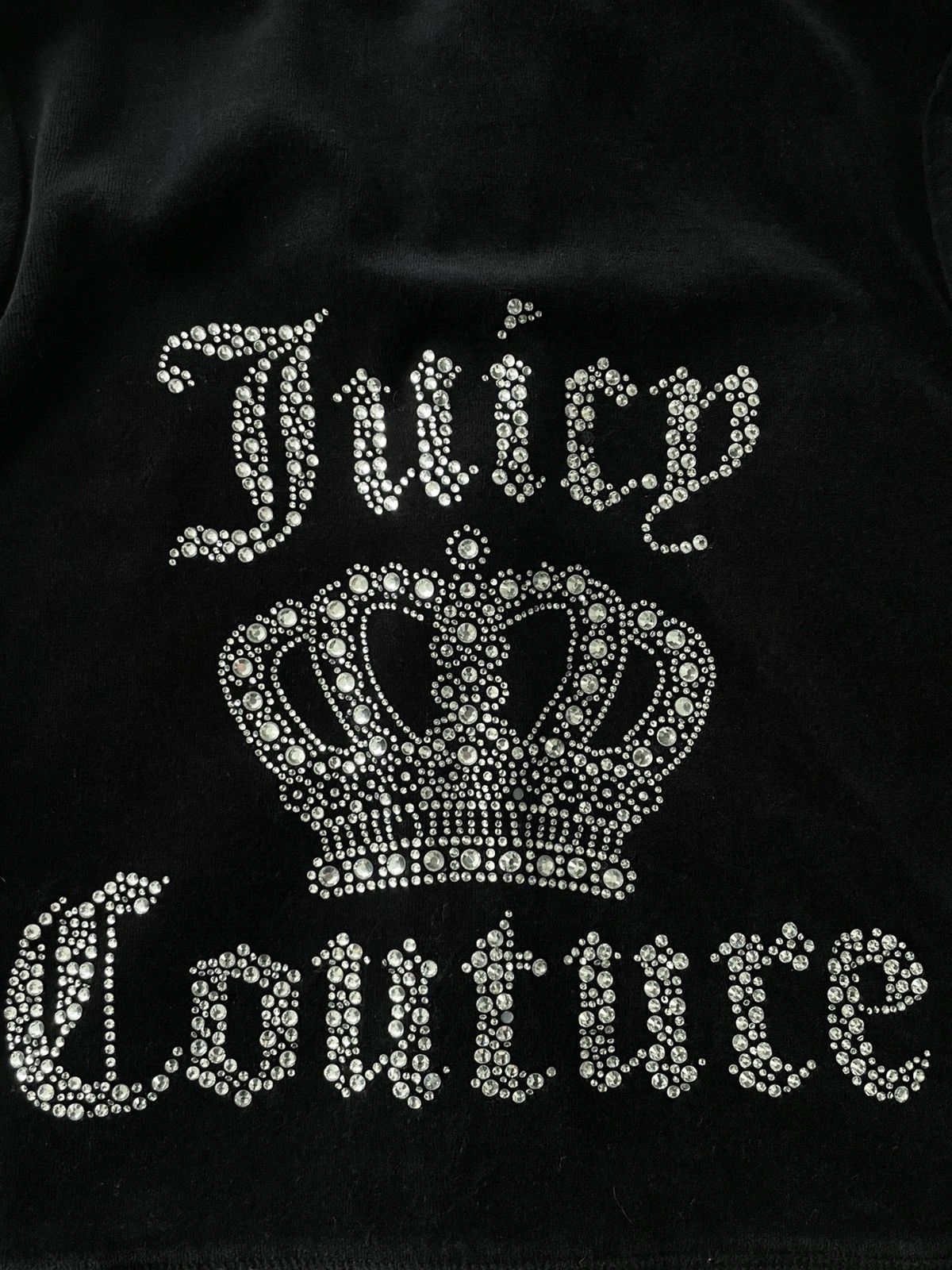 Juicy Couture Y2K Vintage Juice Couture 00’s Black Velour Zip Hoodie RARE Size M / US 6-8 / IT 42-44 - 6 Thumbnail