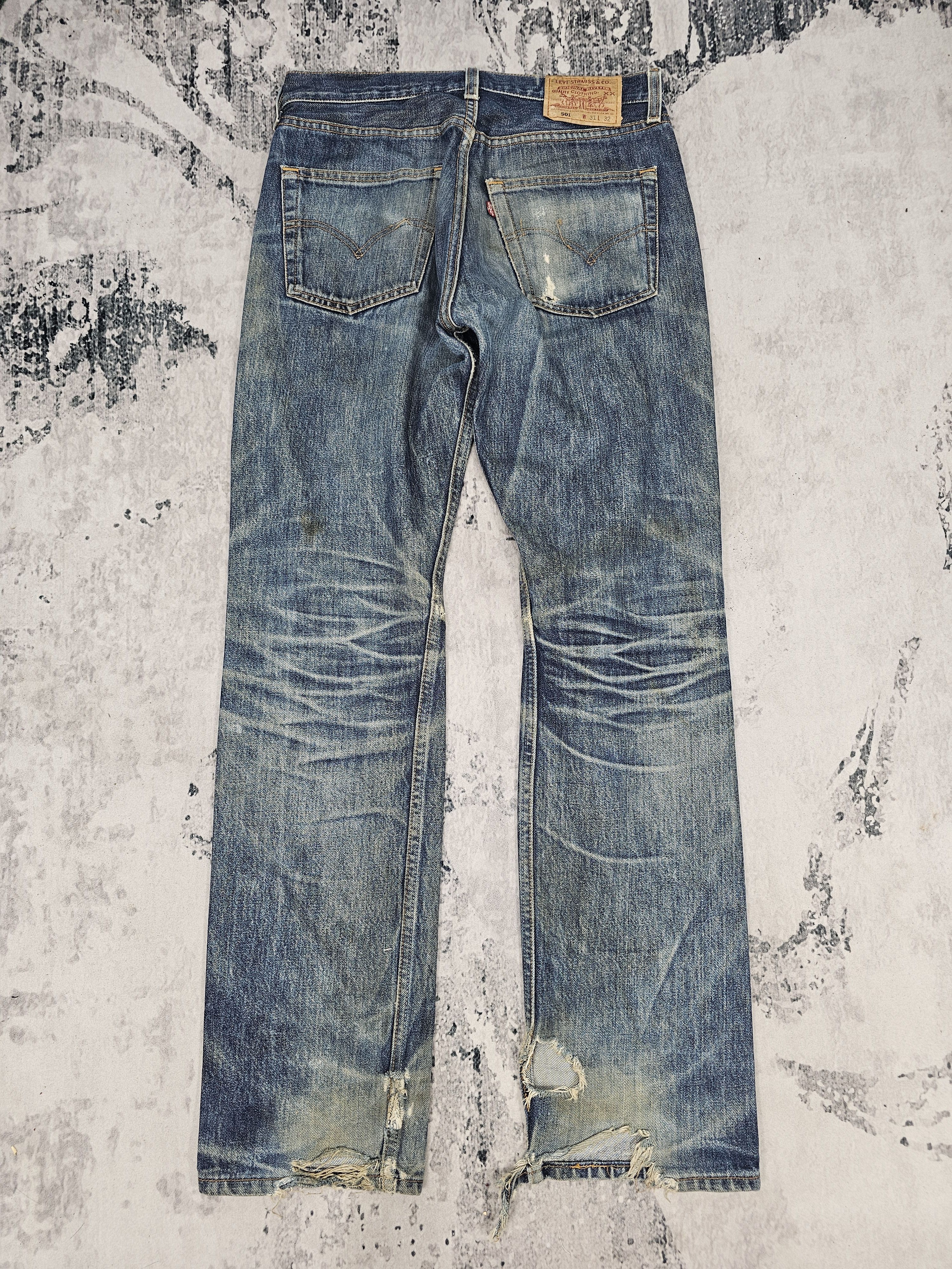 Levi's Vintage Clothing Vtg 90'S LEVIS 501 Distressed Stone Wash Blue Jeans L0521 Size US 31 - 2 Thumbnail