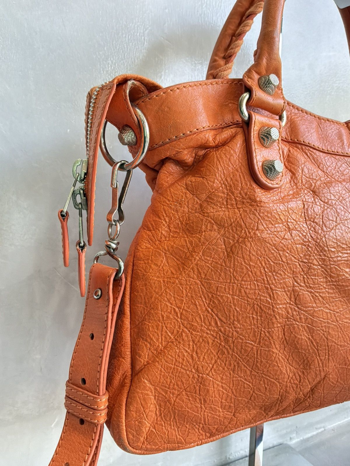 Balenciaga - Motorcyle Town - Orange Lambskin Crossbody Bag