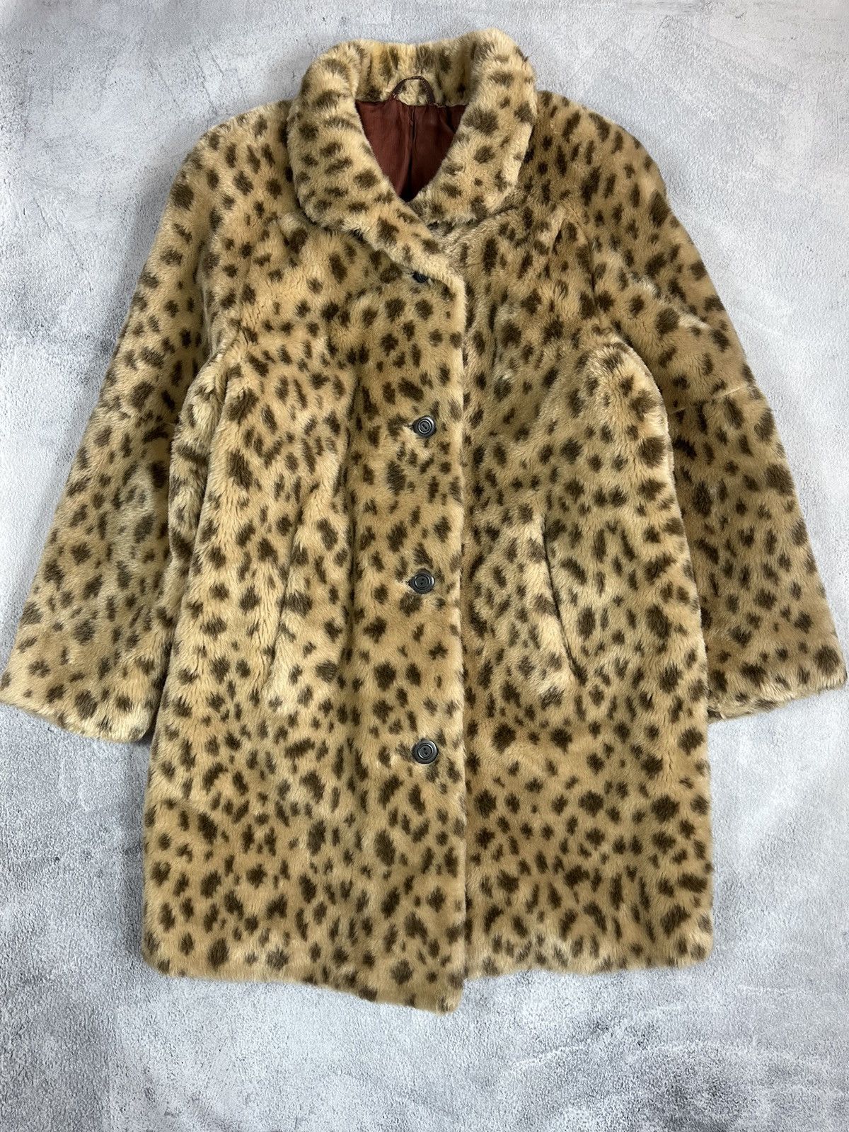Japanese Brand × Vintage Vintage 90s Fur Faux elongated leopard coat jacket Size L / US 10 / IT 46 - 2 Thumbnail